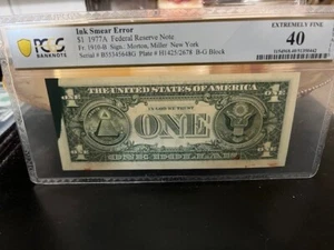 1977A FR #1910-B $1 FRN DOUBLE Red & Green Ink Smear Error Gem PCGS 40 WOW ⭐ - Picture 1 of 4