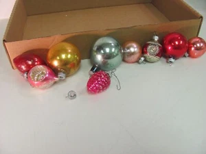 Vintage Lot of 9 Unbranded Glass Metal Ornaments - Globes, Bell - Picture 1 of 9