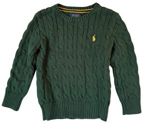 Polo Ralph Lauren Sweater Size 4/4T Toddler Boys Green Cable Knit Cotton - Picture 1 of 6