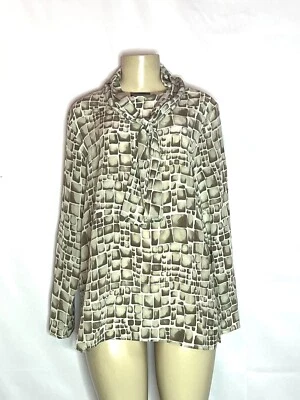 BLUSA SEDA VINTAGE P.I.A.N.O BEIGE MANGA LARGA SEDA CON CORBATA TALLA S Foto 1 de 3