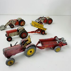 Vintage Dinky & Corgi Toys Massey Ferguson Diecast Farm Tractor & Trailer Models