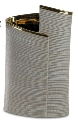 Formano Vase oval grau gold  ca. 22 cm hoch Keramik reliefiert Goldsand 754233 - Bild 1 von 2
