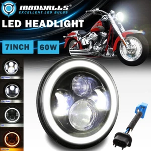 7"inch LED Headlight DRL Angel Eye for Harley Motor Yamaha V-Star XVS 650 950 - Picture 1 of 12
