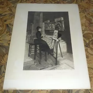 Impresión fotográfica antigua Henri Cain "En el Louvre" 1893 12,5 x 16,5 - Imagen 1 de 1