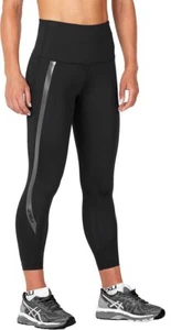 Nuevas mallas 2XU de compresión de tiro alto para mujer 7/8 pequeñas negras/plateadas WA4615b - Imagen 1 de 4