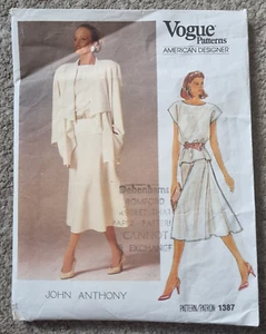Vogue amerikanisches Designer Muster 1387 von John Anthony Jacke Rock & Top Größe 14 - Bild 1 von 3