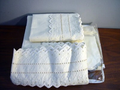 Vintage Wamsutta Supercale Plus TWIN Flat Fitted Pillowcase Eyelet Ivory New NOS - Image 1 of 3