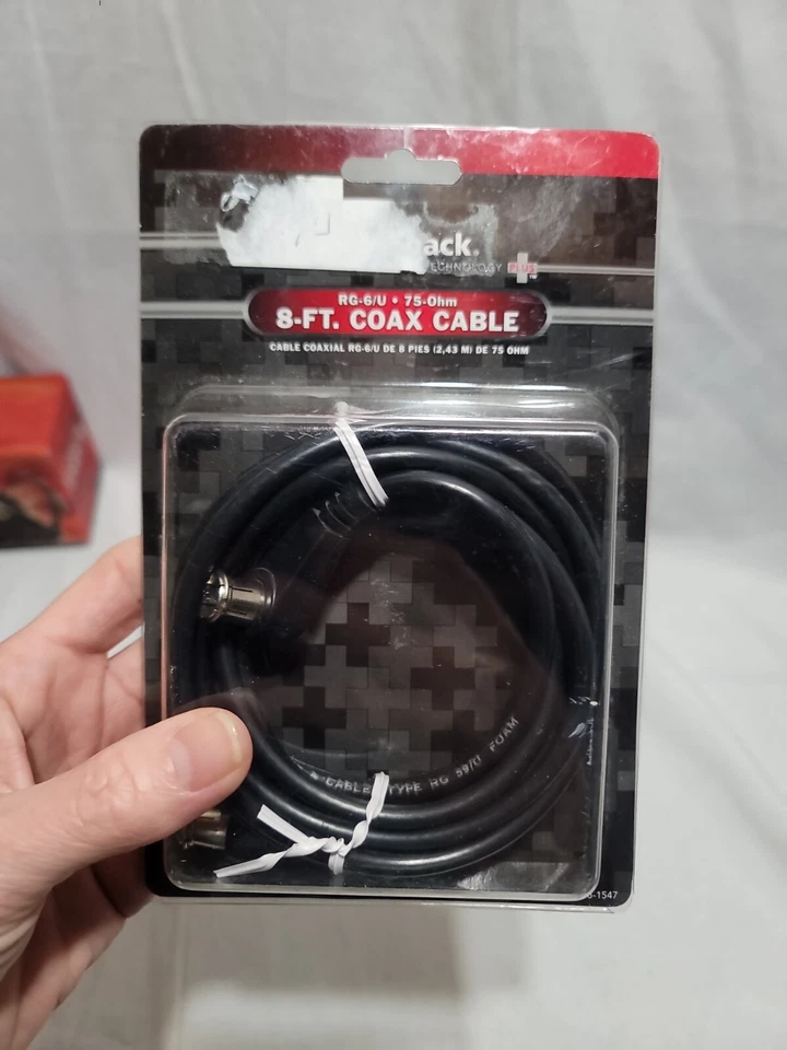 Radio Shack 8-FT Black (2.43M) Coax AV Cable TV Telephone Internet Data Video  - Image 1 of 4