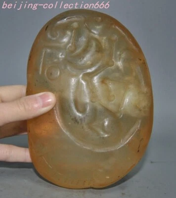 5" Antiguo Hongshan Cultura Rojo Cristal Inscripción Personas Irregularidad Piedra Áspera Foto 1 de 4