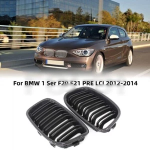 ABS Carbon Fiber Front Bumper Grille Dual Slats For BMW 1 Ser F20 F21 12-14 - Picture 1 of 3
