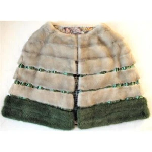 Mink Poncho Fur Cape Shawl Saga Across Fashion Party Sapphire Grey Green - Picture 1 of 8