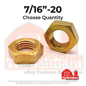 7/16"-20 Brass Hex Jam Nut (Pick Quantity) - Picture 1 of 7