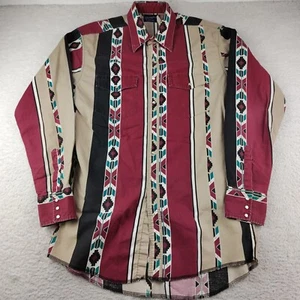 Wrangler Brushpopper Pearl Snap Shirt Button Up Aztec Navajo Western XL Tall - Picture 1 of 5