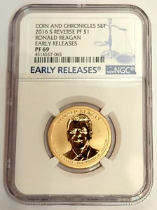 2016 S Ronald Reagan Münze und Chroniken Set Dollar NGC Rückseite PF69 - Bild 1 von 5