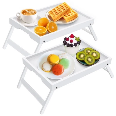 Artmeer Bed Tray Table with Folding Legs,Bamboo Breakfast in Bed for TV Table, - Image 1 of 4