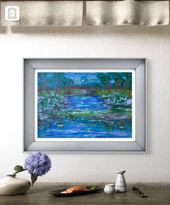 Original Art "Wetland" 9x12 Canvas Expressionism Abstract Design Home Art - Image 1 of 4