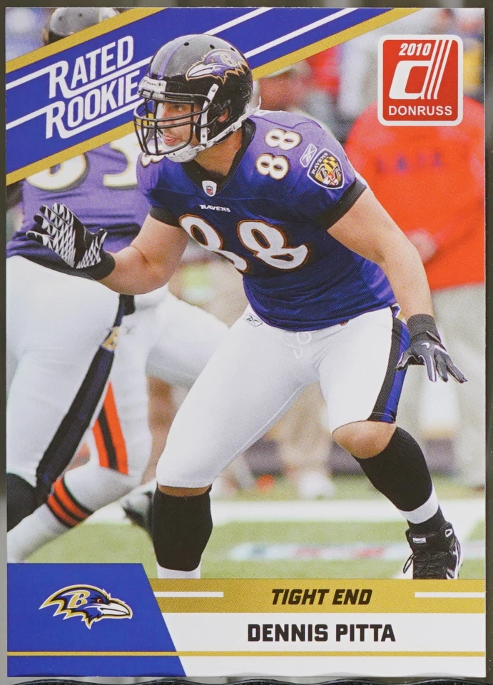 2010 Donruss Rated Rookies Football Dennis Pitta #28 NM - Image 1 of 1