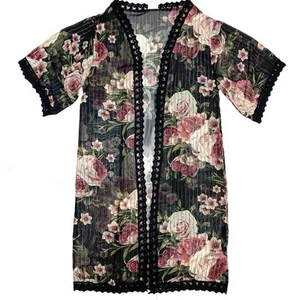 LuLaRoe Chloe Bohemian Wrap - Black With Gorgeous Floral Print - Large - Picture 1 of 5