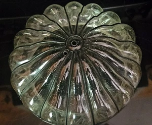 Vintage mundgeblasen Käfig Eisen Blase Glas Unterputz Decke Kugel Schirm 11" Öffnung - Bild 1 von 24
