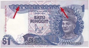 Mazuma *M5720 Malaysia Jaffar 6th $1 FY7537369 Misalignment Printing Error UNC - Picture 1 of 2