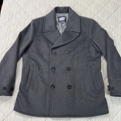 Abrigo Lands End Lana Guisante Para Hombres XL Gris Doble Pecho Aislado Acolchado Pesado Usado en Excelente Condición Foto 1 de 4