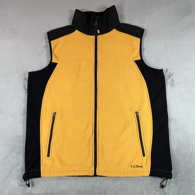 Chaleco L.L.Bean Para Hombres XL Amarillo Negro Polartec Polar Bolsillos con Cremallera Completa Softshell Foto 1 de 4