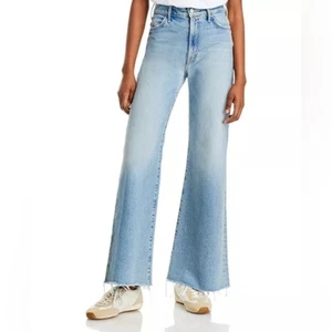 MOTHER The Hustler Roller Fray Wide Leg Jeans Size 31 I Confess Distressed Wash - Picture 1 of 12