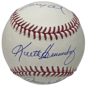 Gary Cohen Keith Hernandez Ron Darling Triple Signed ROMLB Baseball Mets PSA COA - Picture 1 of 4