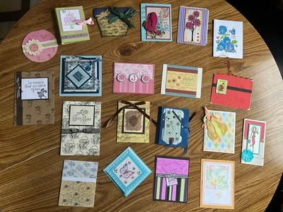 Lote 20 tarjetas de felicitación hechas a mano - todas las ocasiones - artesanales de colección principios de la década de 2000 SIN USAR Foto 1 de 4