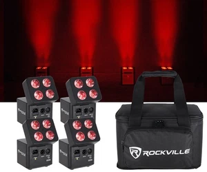 Rockville FLIP 4 PACK BLACK Battery Par Can Wash Light + Bag+Smart Charger+App - Picture 1 of 12