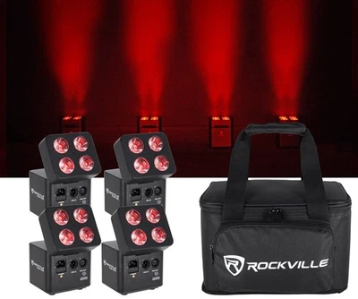 Rockville FLIP 4 PACK BLACK Battery Par Can Wash Light + Bag+Smart Charger+App - Image 1 of 4