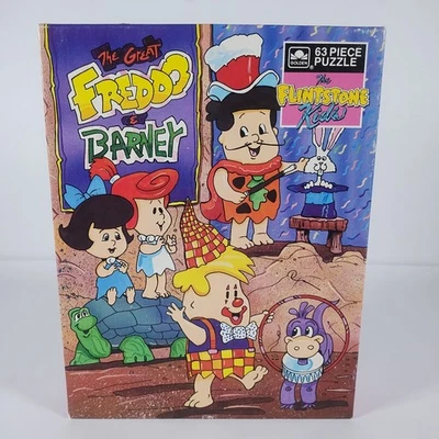 Rompecabezas Picapiedra Niños 63 Piezas Completo Dorado 1987 Fred Barney Dino Foto 1 de 4