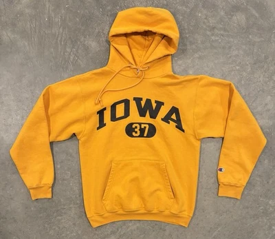 Sudadera con Capucha Pullover Vintage Champion Iowa Hawkeyes Para Hombre Pequeña Dorada Años 90 Foto 1 de 4