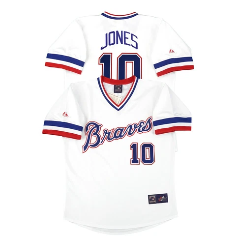 Chipper Jones 1983 Atlanta Braves Men's Home White Cooperstown Throwback Jersey Cover
