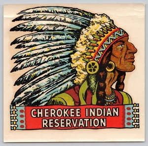 Decal Cherokee Indian c1950s Reservation Sticker Travel Chief Transfer HN Martin - Picture 1 of 3