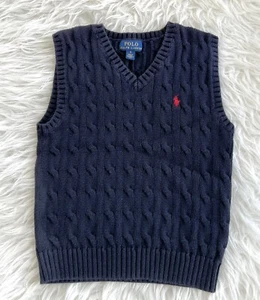 Ralph Lauren Polo Sweater Vest Size 5 Navy Blue Cable Knit Classic - Picture 1 of 5