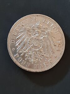 5 Mark,  Deutsches Reich, Wilhelm II, Deutscher Kaiser, 1914, A