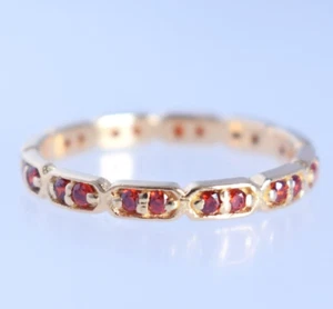 Anillo banda de eternidad apilable de oro rosa macizo de 14 k granate piedras preciosas joyería fina 5' - Imagen 1 de 1