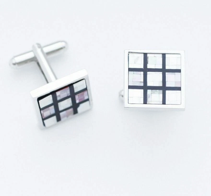 C0080 GEMELOS GEMELOS LUZ LILA BLANCO MADREPERLA MOSAICO ÓNIX Foto 1 de 1