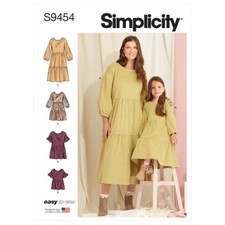 Simplicity Sewing Pattern 9454 Misses 6-24 Girls 3-8 Easy Tiered Dresses & Tops