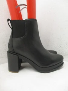 Botas al tobillo Sorel de cuero negras con tacón alto grueso para mujer talla 7,5 NL3303010 - Imagen 1 de 10