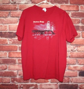 Delta Pro Weight Womens T Shirt Size L Red Mackinac Bridge Graphic On Front - Picture 1 of 4