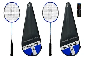2 x Browning Oxylite Nanocarbon Ti 90 Badminton Rackets + 3 Shuttles RRP £175 - Picture 1 of 1