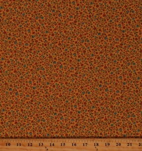 Cotton Ophelia Tiny Flowers Floral Plants Gold Fabric Print by Yard D152.31 - Picture 1 of 1