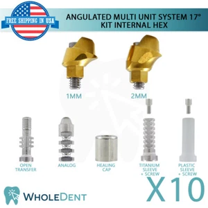 10x Angulated Abutment Multi Unit System 17° Kit Titanium Dental Implant Int Hex - Picture 1 of 9