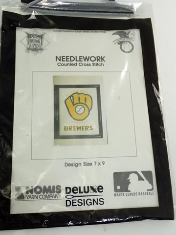 Nomis Yarn Milwaukee Brewers Counted Cross Stitch Retro Ball Glove Logo Kit Cover