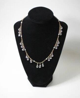 Banana Republic Czech Glass Crystal Charm Drop Statement Necklace Gold-tone - Image 1 of 4