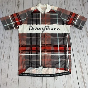 Maglia ciclismo Danny Shane uomo media rossa grigia a quadri full zip manica corta - Foto 1 di 12