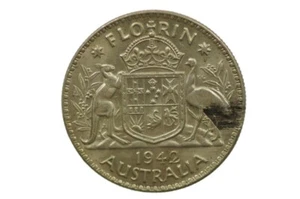 1942 Florin Over-stamp Metal Peel Variety in Extremely Fine Condition - Picture 1 of 3