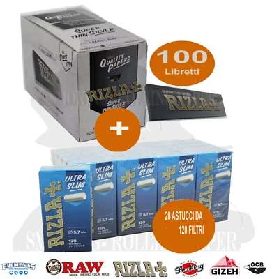 Cartine Rizla Silver Corte + Filtri Ultra Slim 5.7mm – Combo Pack Rolling Papers - Imagen 1 de 3